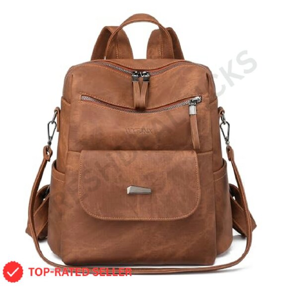 PU Leather Backpack Purse Multipurpose Travel Handbag Adjustable Strap - Picture 2 of 7